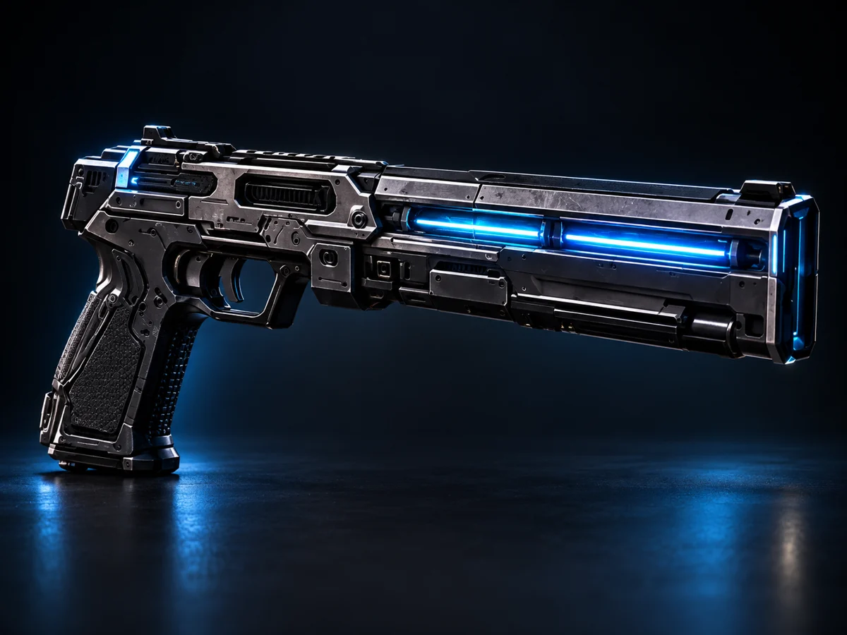 Droplet rail sidearm, blue-lit