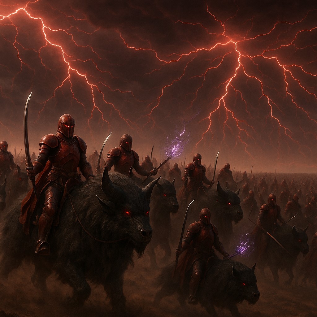 A shard-torn sky as the Eversor breach into Terra.