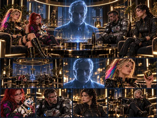 The lounge: Gold, glass, and a hologram