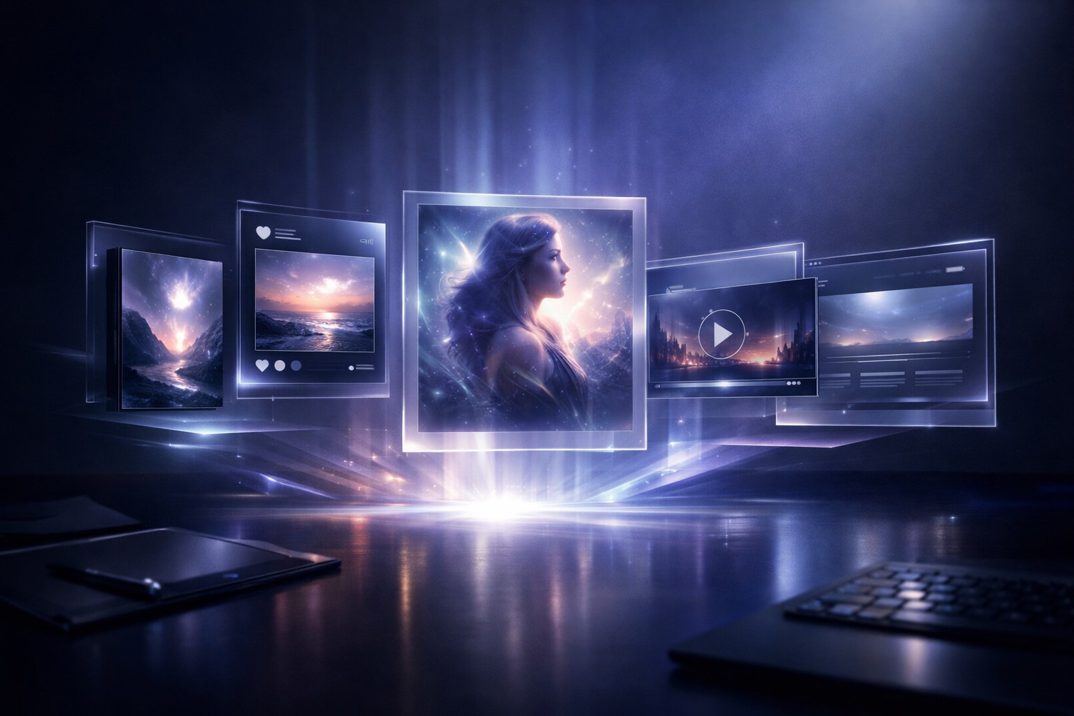 Creative assets — book covers, social visuals, and short video concepts.