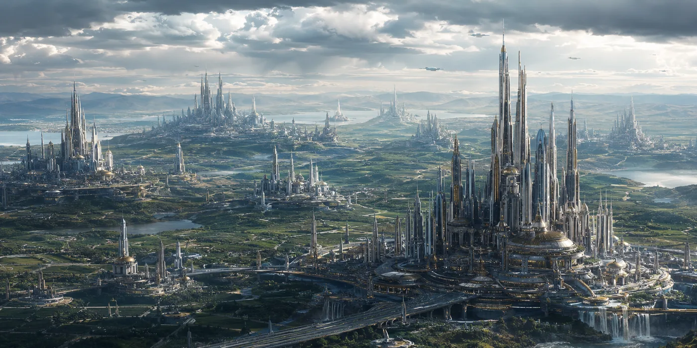 Shining grey-silver cities of old Terra